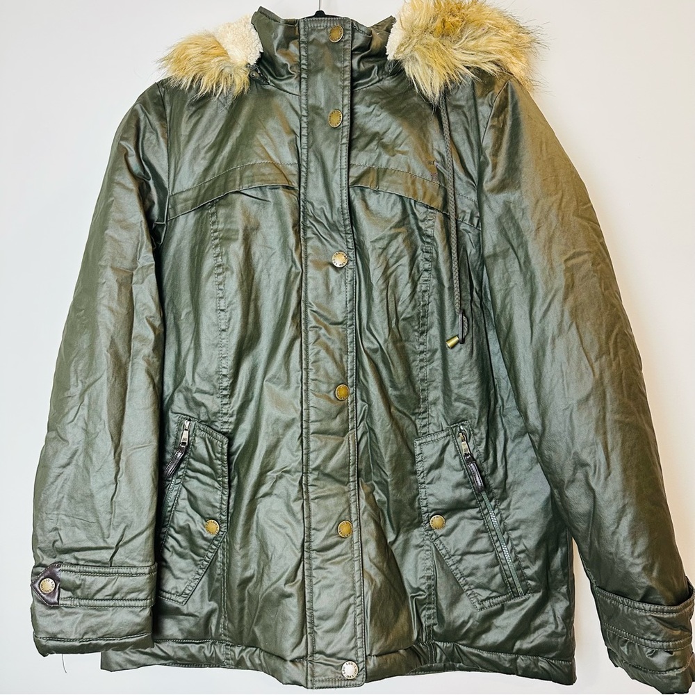 Laundry by Design Women's‎ Faux Fur Lined Hooded Parka Winter Jacket Green S.B23